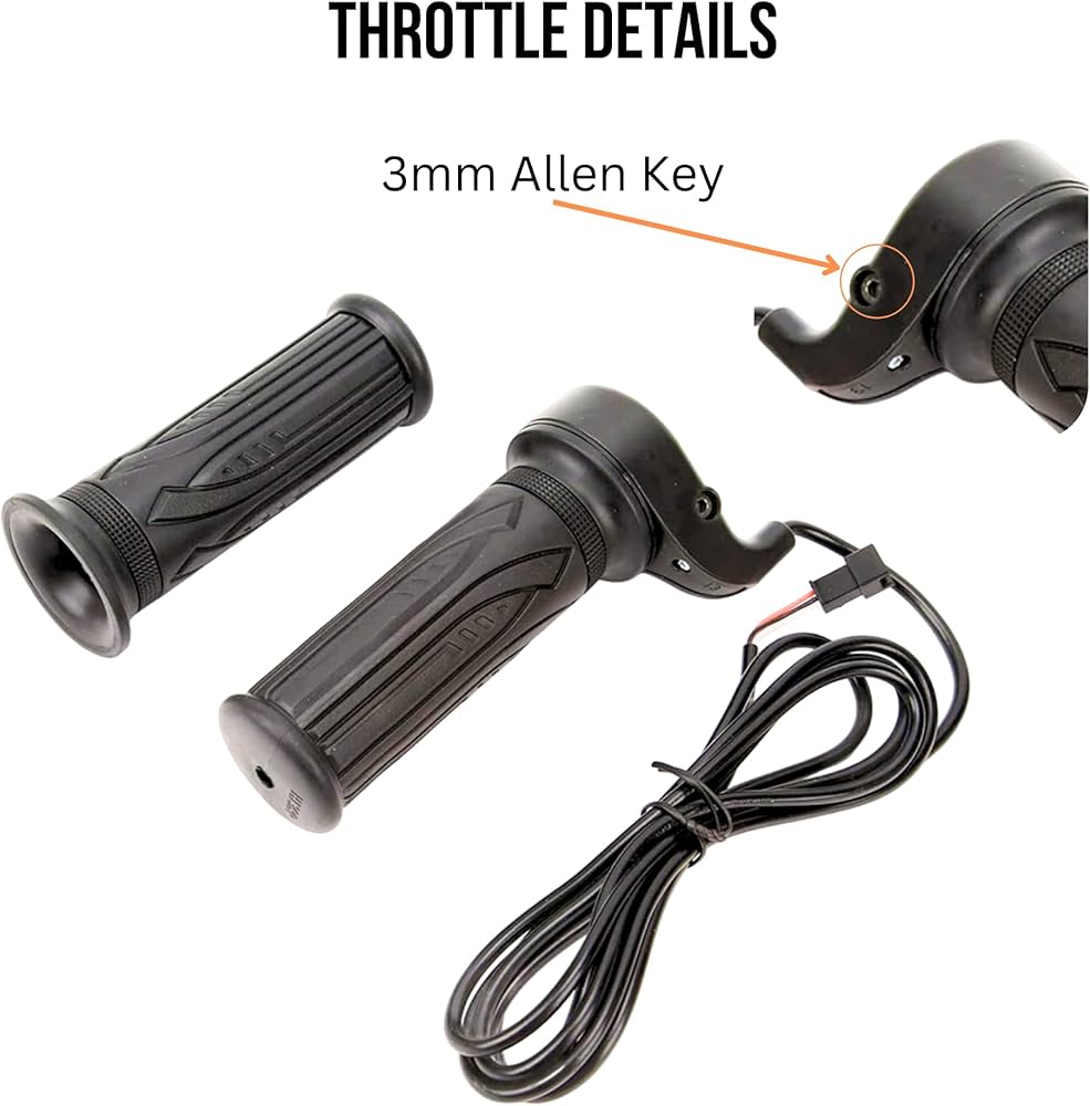 Problems Solved E Bike Full Twist Throttle with 3-pin connector, right and left hand grips for electric bicycles and scooters.