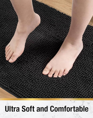 Ultra soft non-slip bath mat by Problems Solved, 60x40cm, anti-mould, super absorbent bathroom rug with textured surface.