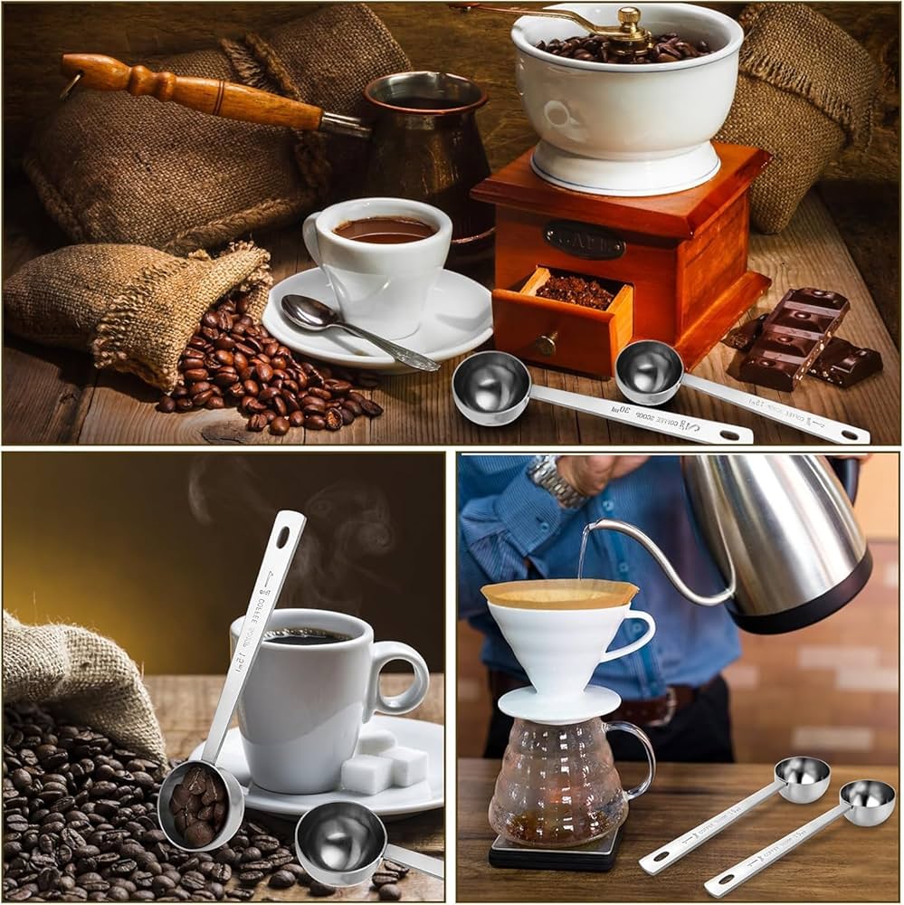 2 Pieces 15ml and 30ml Coffee Measuring Sets with Long Handle, Stainless Steel