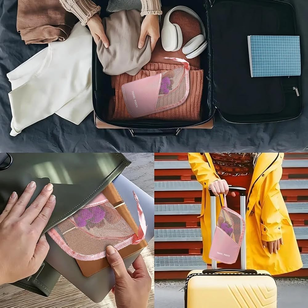 Problems Solved multifunctional makeup brush bag with half-clear design, organizer for cosmetics and beauty tools.