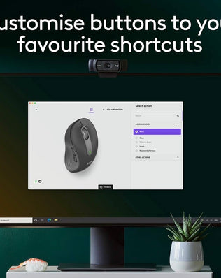 Problems Solved Signature M650 L full-size wireless mouse with ergonomic design and multiple buttons, shown on a desk surface.