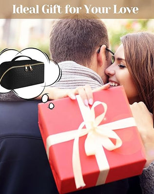 Leather waterproof makeup bag by Problems Solved, portable cosmetic bag for women with spacious interior and sleek design.