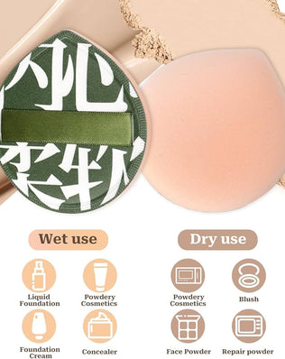 Problems Solved 4-pack Korean makeup sponge puffs for foundation, concealer, and powder application, teardrop-shaped for even blending.