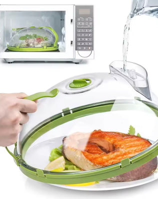 Microwave Cover for Food Clear Microwave Splatter Cover with Water Steamer and Handle