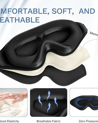 Problems Solved 99% fully block out light eye sleep mask with 3D deep contoured design for comfortable eye coverage during sleep.