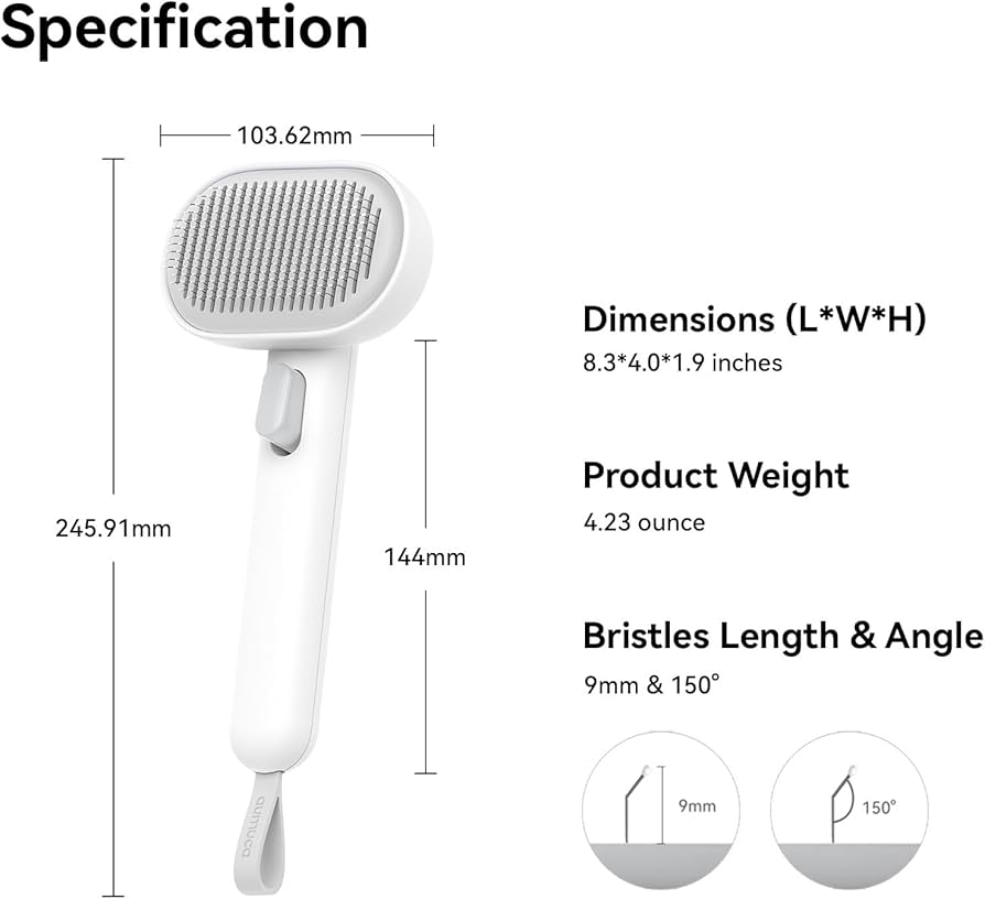 Cat Brush with Release Button, Cat Grooming Brush for Long or Semi-Short Haired Cats