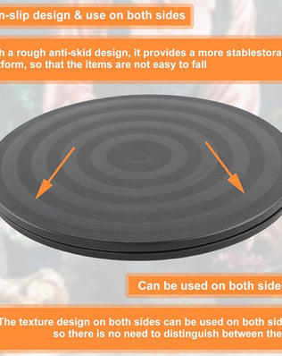 Two heavy-duty Problems Solved 360° rotating swivel stands with sturdy construction and smooth turntable surfaces.