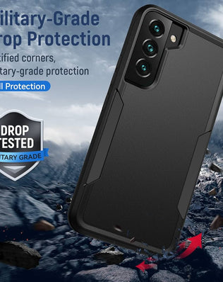 Samsung Galaxy S22 heavy-duty case by Problems Solved, military-grade drop tested, rugged protection for smartphone.