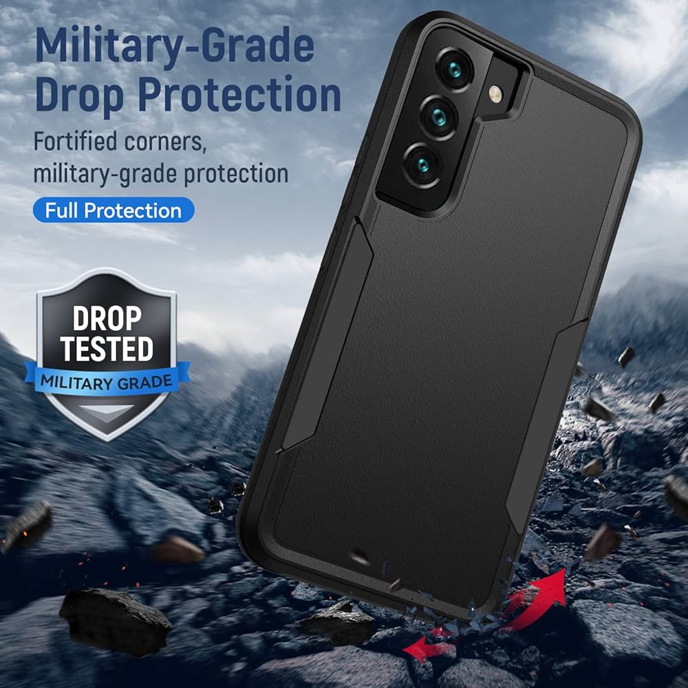 Samsung Galaxy S22 heavy-duty case by Problems Solved, military-grade drop tested, rugged protection for smartphone.