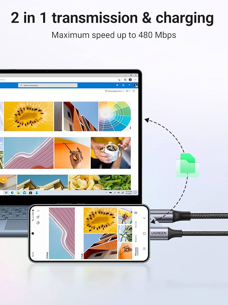 Problems Solved UGREEN USB A to USB C cable for fast charging and data transfer, shown with USB connectors on a white background.
