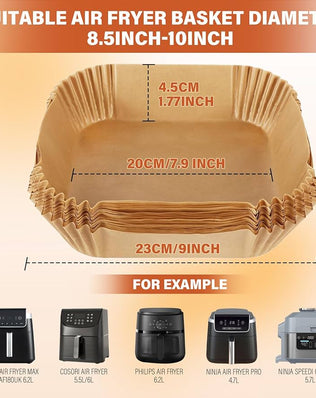 Disposable air fryer liners for Ninja Air Fryer MAX PRO AF180UK and AF14OUK, Problems Solved brand, in 6.2L and 4.7L sizes.