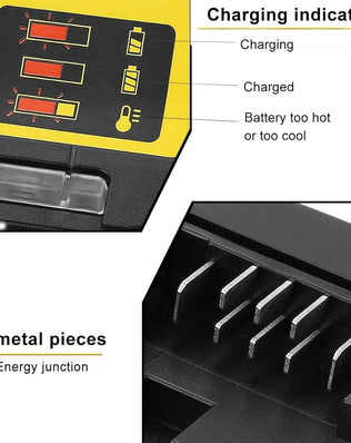 Problems Solved fast charger replacement for Dewalt 12V-18V lithium-ion batteries, compact and compatible with cordless power tools.