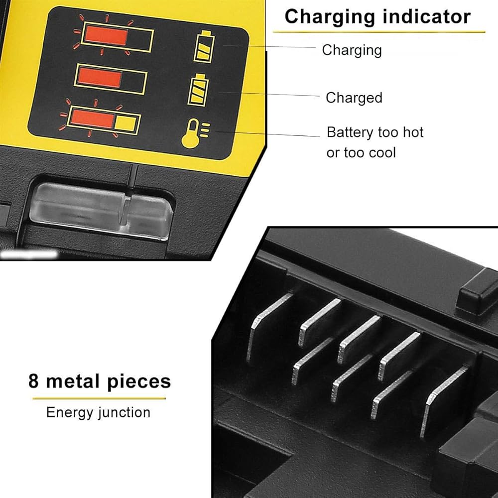 Problems Solved fast charger replacement for Dewalt 12V-18V lithium-ion batteries, compact and compatible with cordless power tools.