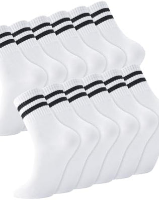 Set of 6 men's breathable striped crew socks by Problems Solved, designed for athletic, sports, and casual wear.