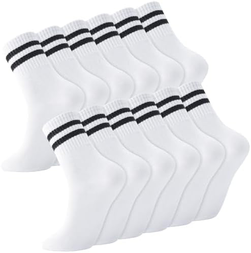 Set of 6 men's breathable striped crew socks by Problems Solved, designed for athletic, sports, and casual wear.