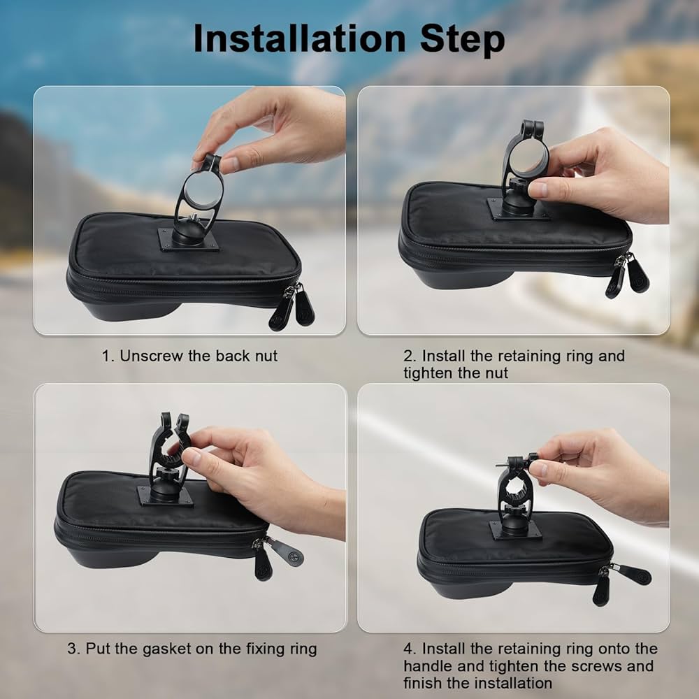 Problems Solved Flintronic waterproof bicycle phone holder with 360° rotation, securely attached to bike handlebars and holding a smartphone