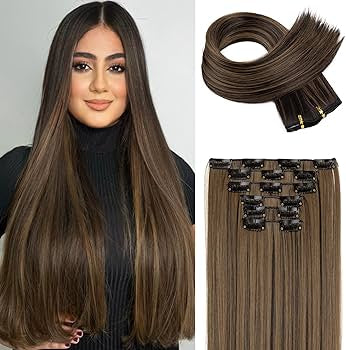 6PCS Clip in Hair Extensions 24" Straight Long Extensions for Women Synthetic Hairpiece