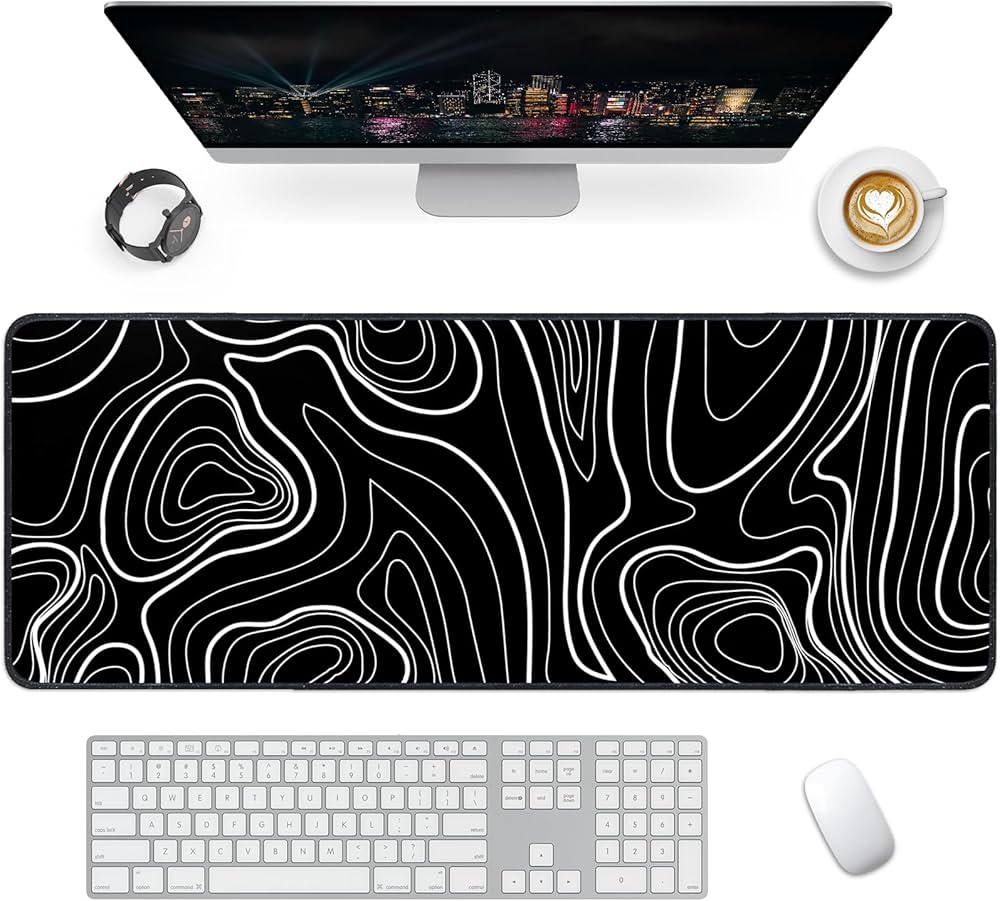Problems Solved XXL gaming mouse mat with large 800x300mm surface, non-slip rubber base, ideal for desk gaming setups.