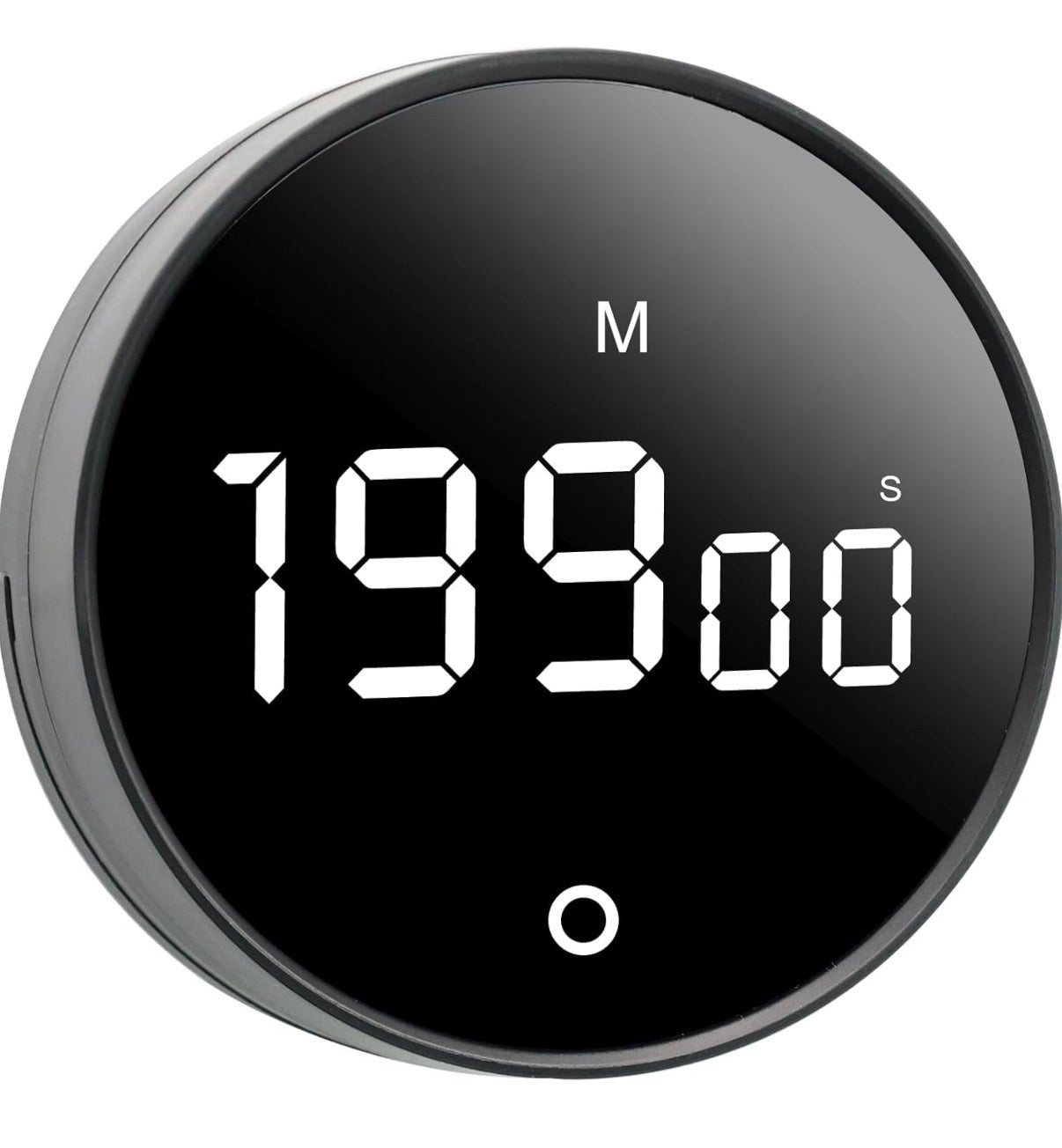 Problems Solved digital kitchen timer with magnetic back showing countdown display and control buttons for precise timing.