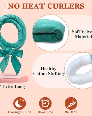 Heatless Curlers Headband, Heatless Overnight Curls Hair Curlers No Heat, 70"
