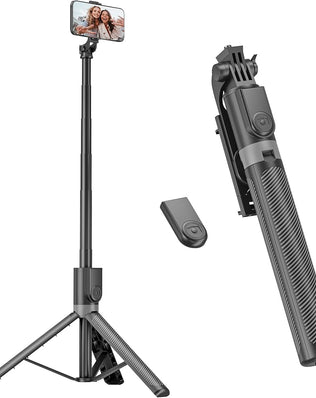Problems Solved 180cm aluminum phone tripod and selfie stick, extendable all-in-one stand for smartphones, versatile and lightweight.