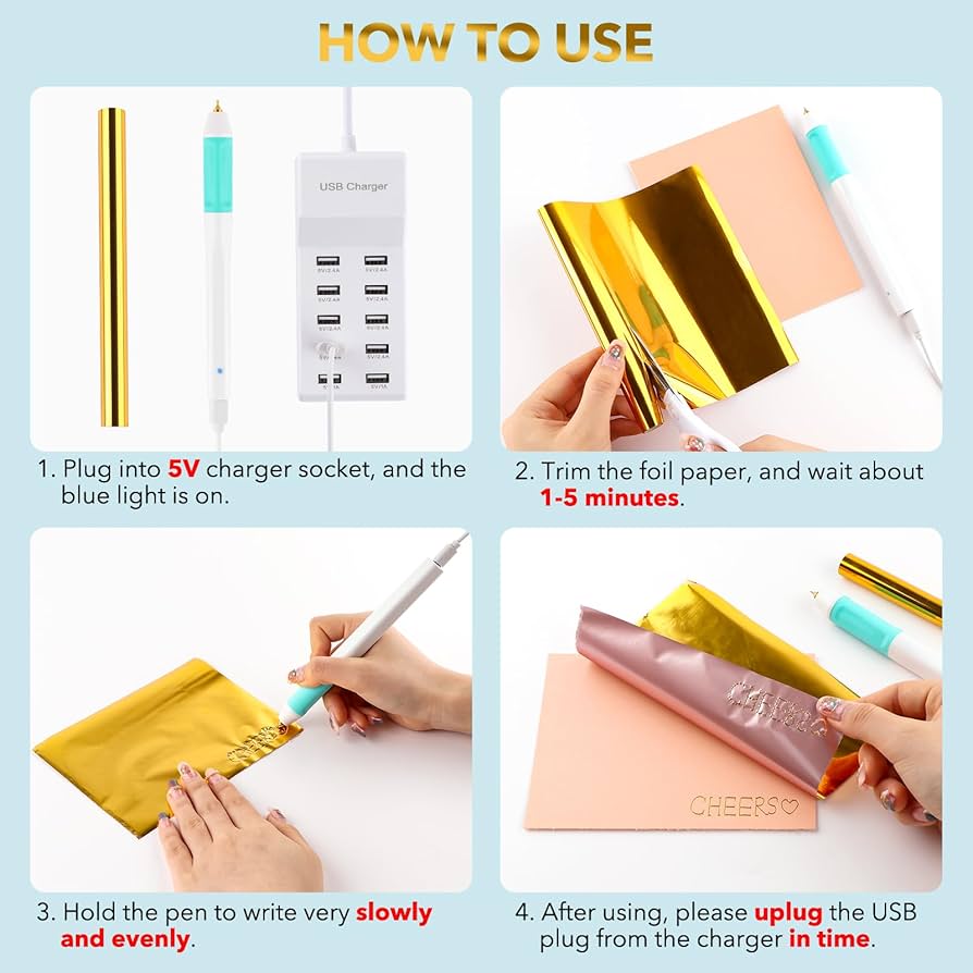 Hot Heated Foil Pens & Hot Foil Roll Set for Card Making Craft Scrapbooking Drawing Pen