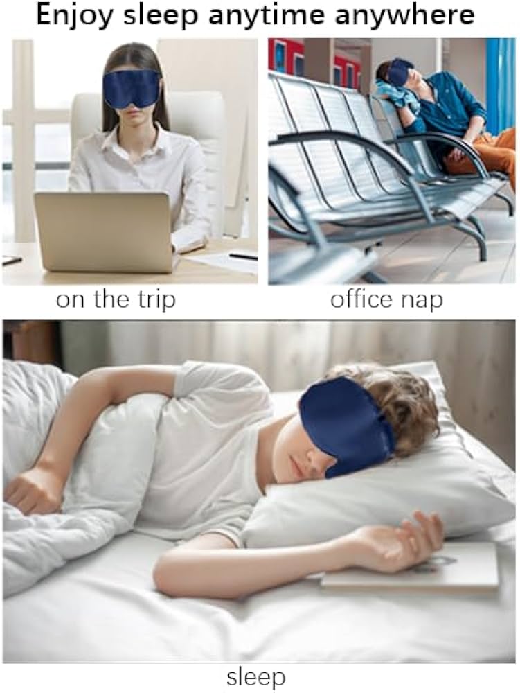 Problems Solved silk sleep mask for women and men with adjustable strap, 100% natural silk eye mask for restful sleep.