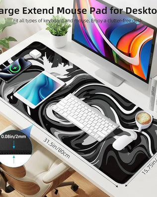 Large Problems Solved gaming mouse mat for desk, 800x400mm, with a smooth surface and non-slip rubber base.