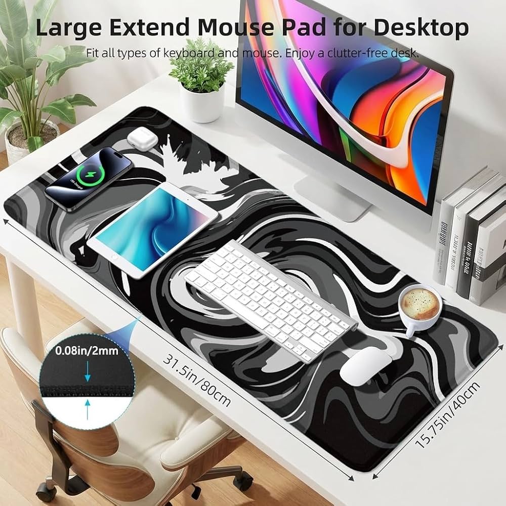 Large Problems Solved gaming mouse mat for desk, 800x400mm, with a smooth surface and non-slip rubber base.