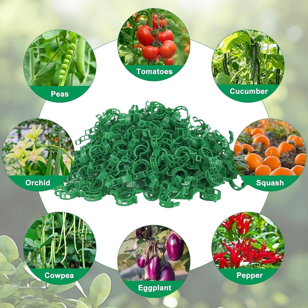 Pack of 100 Plant Support Clips, Garden Plant Support, Plant Clips for Climbing Plants