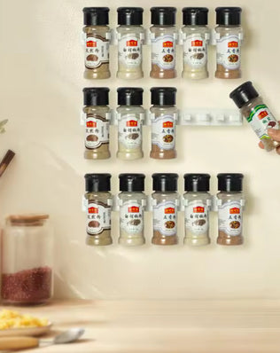 2pcs Grey Plastic Kitchen Jar Rack Wall-Mounted Adhesive - Problems Solved