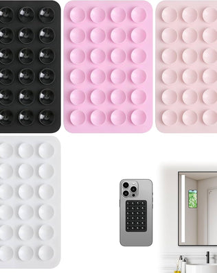 Problems Solved 4-pack silicone suction phone case mounts with sticky grips and holders for secure smartphone attachment.