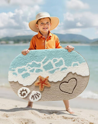 Problems Solved oval bath mat, 61x110 cm, non-slip, absorbent, soft, washable bathmat with cute pattern for bathroom use.