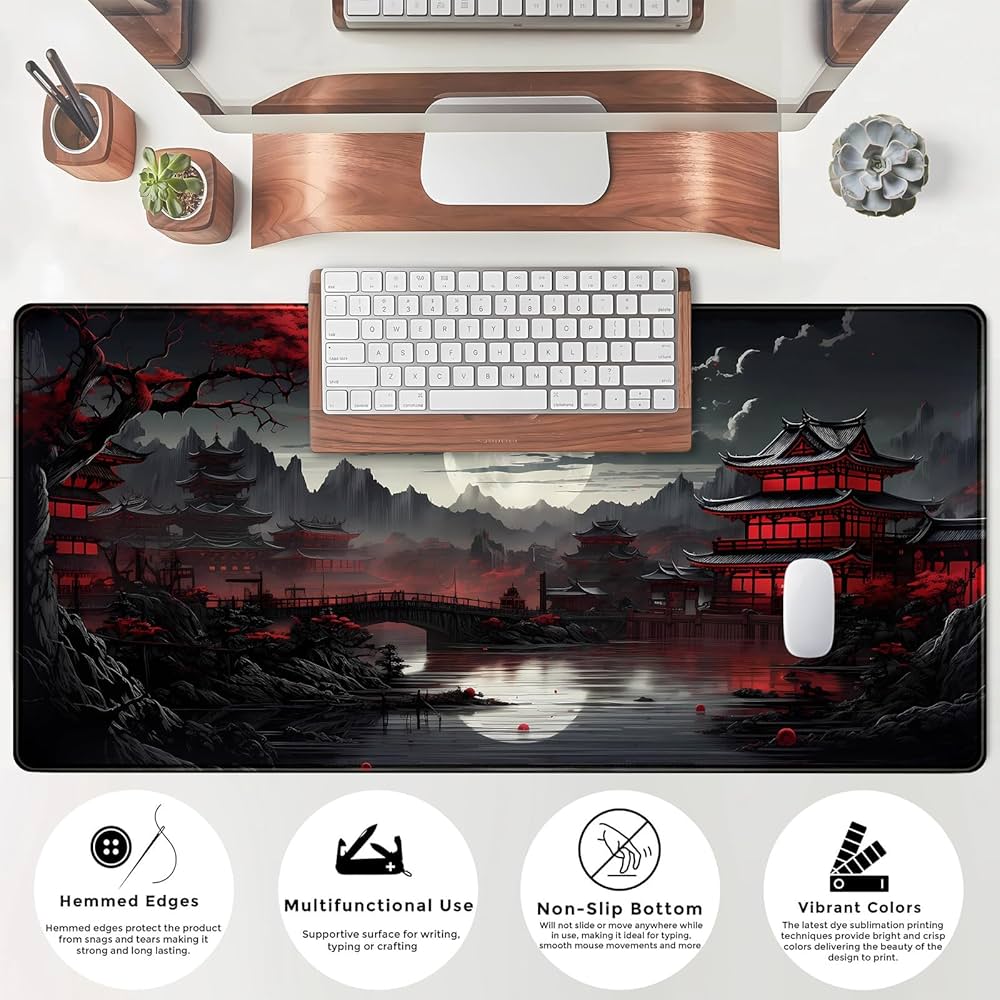 Problems Solved LeKuni large gaming mouse pad, XXL size 900x400mm with stitched edges, ideal for gamers and desk setups.