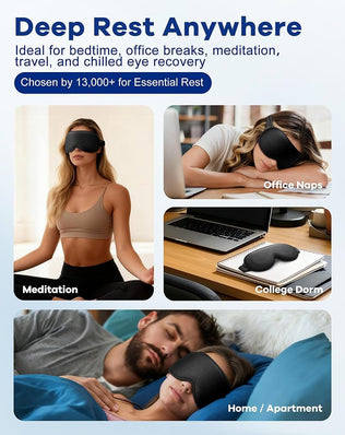 Reusable travel eye cover for adults, comfortable sleep mask by Problems Solved, blocks light for restful rest and relaxation.
