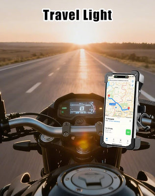 Problems Solved bike phone handlebar mount with anti-vibration and safety lock, adjustable 360º for motorbike navigation display.