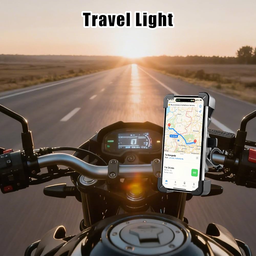 Problems Solved bike phone handlebar mount with anti-vibration and safety lock, adjustable 360º for motorbike navigation display.