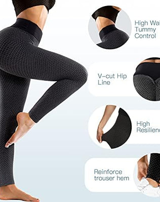 Women’s high waisted gym leggings by Problems Solved with tummy control and butt lift features, shown on a model.