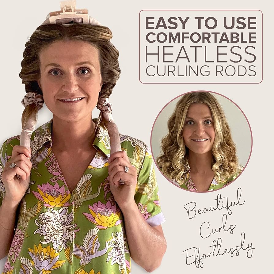 Problems Solved heatless curlers set with five flexible curlers for effortless waves and curls, shown on a white background.