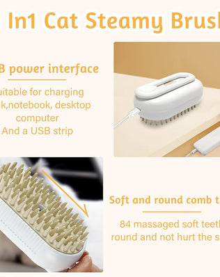 A Rechargeable 3 in 1 Multifunctional Cat Grooming Brush