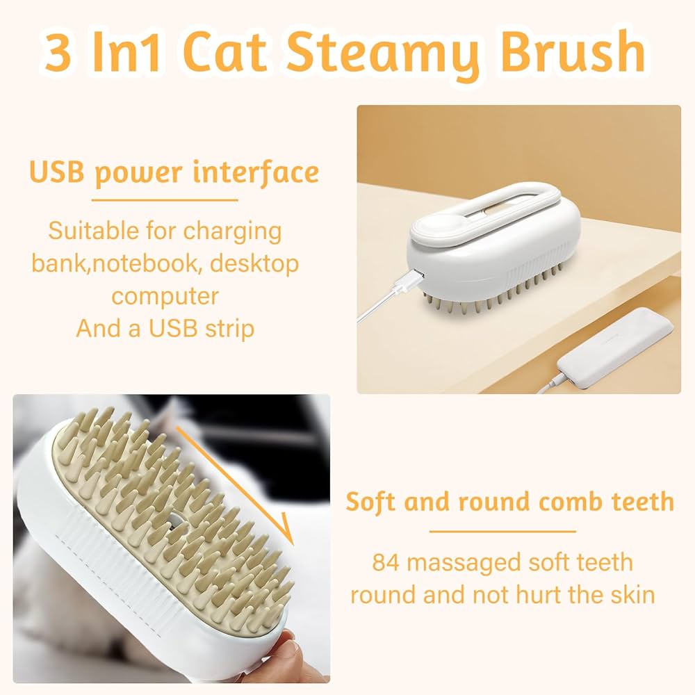 A Rechargeable 3 in 1 Multifunctional Cat Grooming Brush