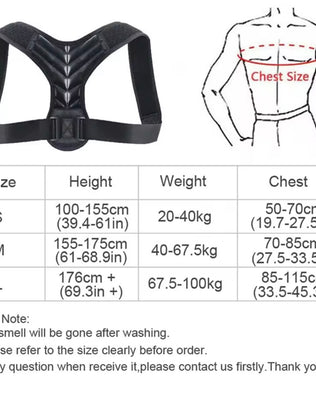 Problems Solved posture corrector for men and women, upper back brace supporting proper spinal alignment and improved posture.