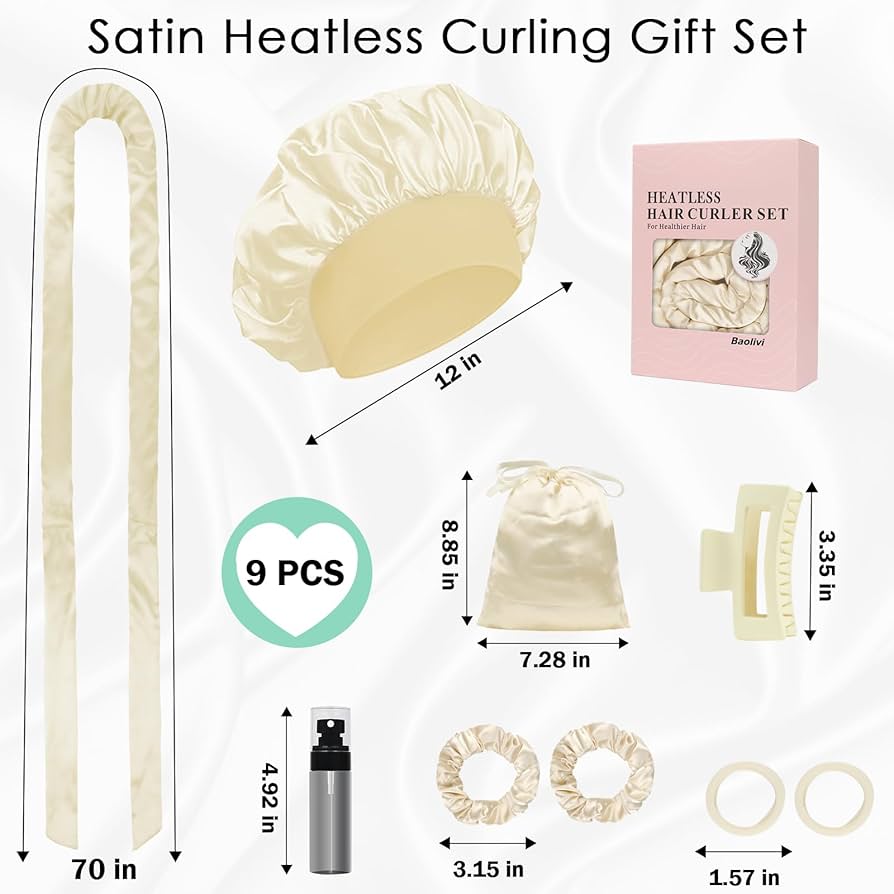 Satin Heatless Hair Curlers No Heat, 70" Heatless Curls Curlers Headband Overnight