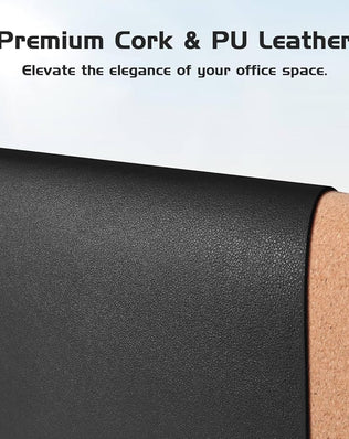 Problems Solved double-sided PU leather and eco cork desk pad, large desk mat protector with smooth surface and cushioned support.