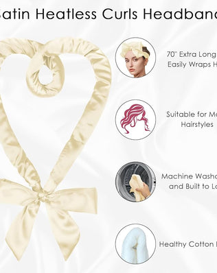 Satin Heatless Hair Curlers No Heat, 70" Heatless Curls Curlers Headband Overnight