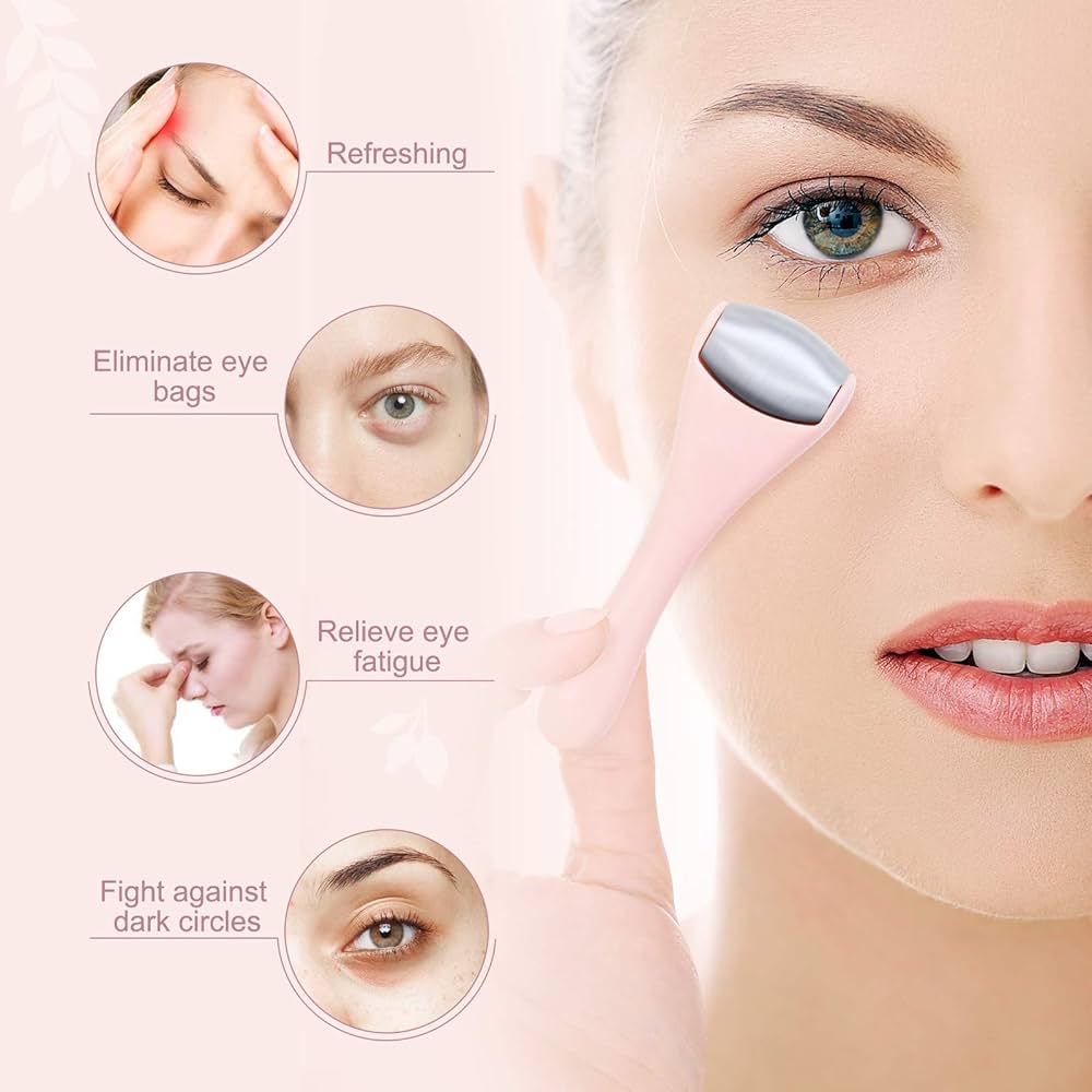 Ice Roller for Face and Eye 2 Pcs, Face Roller Skin Care for Puffiness, Migraine, Pain Relief