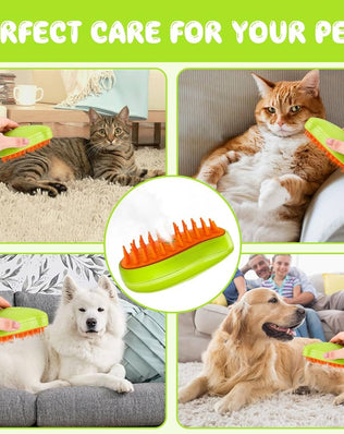 Steamy 3-in-1 Cat Steam Brush Self-Cleaning for Dogs & Cats, Massage Comb