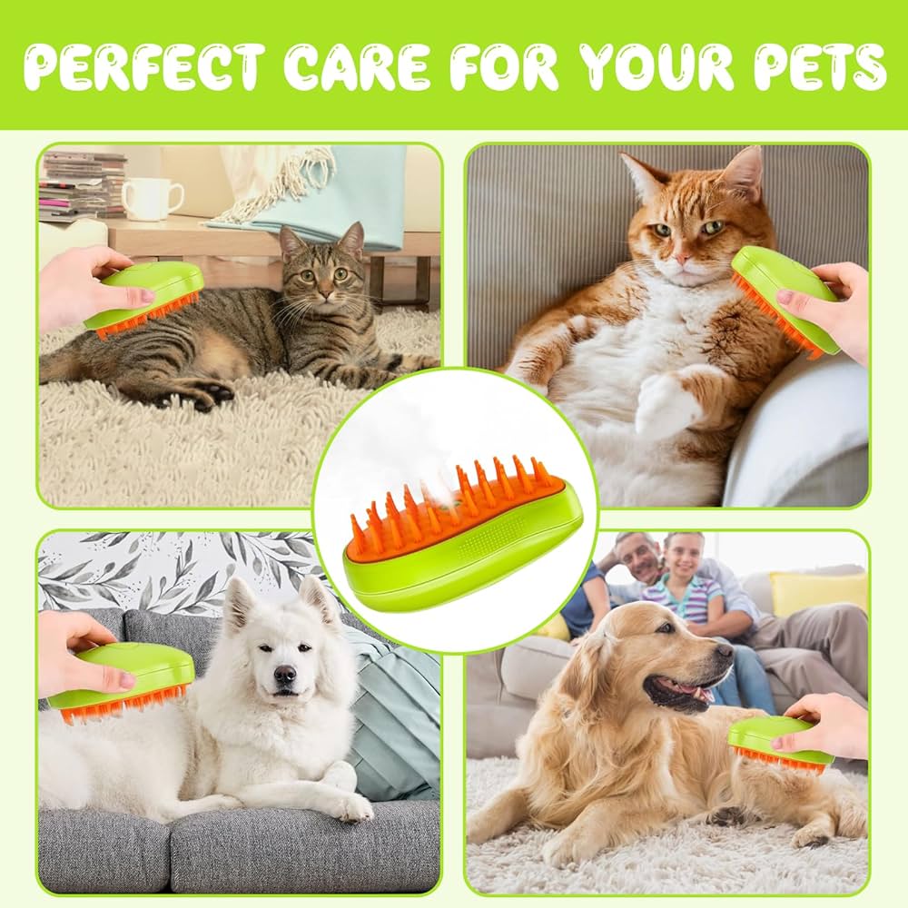 Steamy 3-in-1 Cat Steam Brush Self-Cleaning for Dogs & Cats, Massage Comb