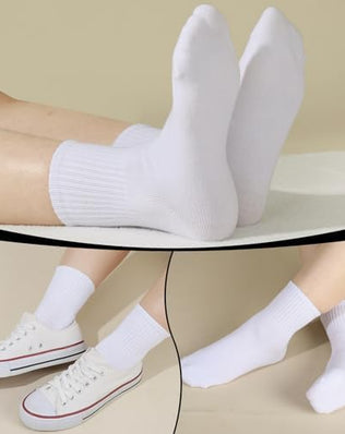 Six pairs of breathable women's cotton ankle socks for sports, gym, and leisure from Problems Solved, shown in the image.