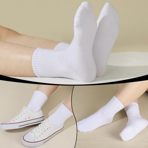 Six pairs of breathable women's cotton ankle socks for sports, gym, and leisure from Problems Solved, shown in the image.
